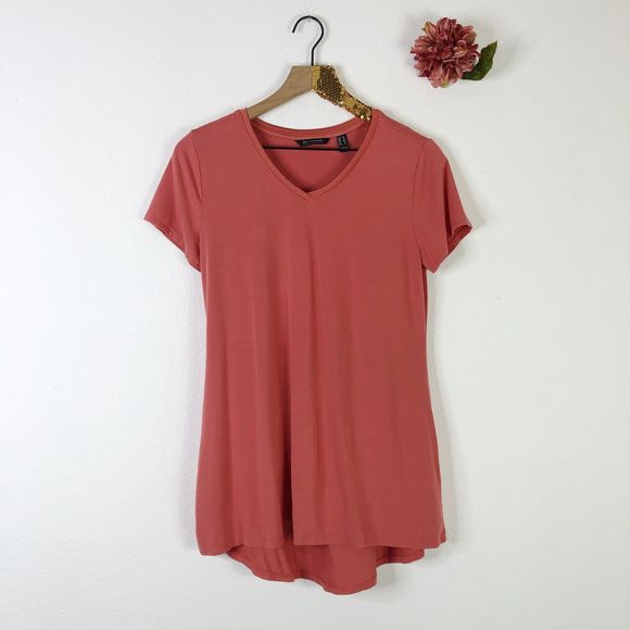 H by HALSTON V-Neck Hi Low Tunic Top - Picture 1 of 7
